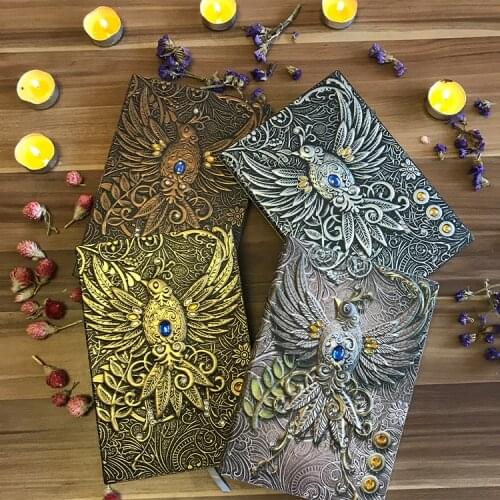 Witch Shadow Notebook Witch Magic Notes Undead Bird European Relief Notebook A5