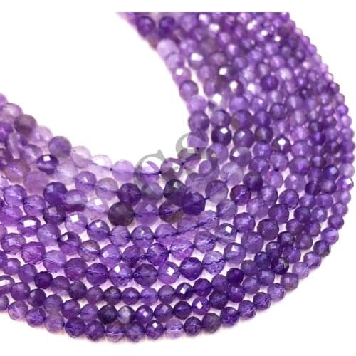 Natural Faceted Amethyst Small Size Beads Gemstone Round Beads For DIY Jewelry Making Necklace Bracelet Earring Strand 2 3 4 MM