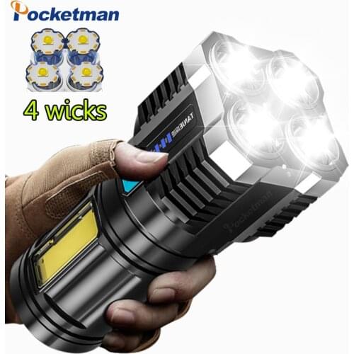 Quad-Core Bright LED Flashlight Strong Light Rechargeable Super Bright Small Special Forces Outdoor Multi-Functional Spotlight