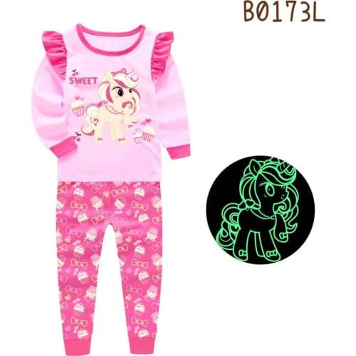 Children Cotton Pajama Set Cartoon pyjama Girl Clothes Autumn Kids Pjs Baby Glow In The Dark For Teen Girls Unicorn-Pijama Sleep