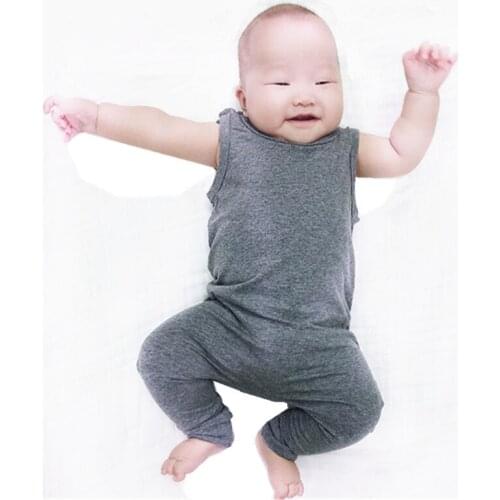 COSPOT Baby Boys Summer Romper Boy Cotton Solid Gray Jumpsuits Kids Sleeveless Jumper Brand Baby Boy Clothes 2021 New 50