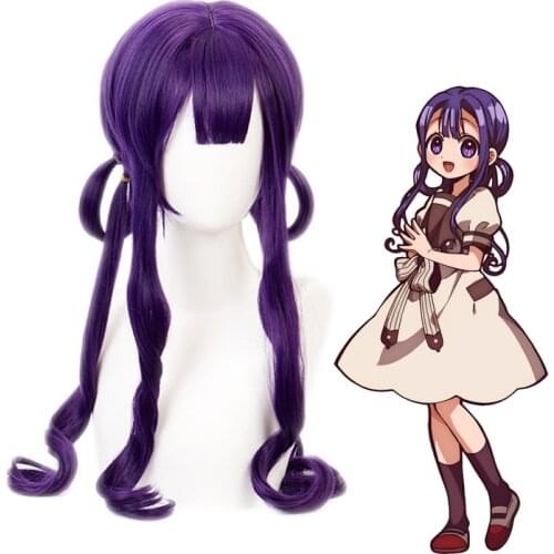 Kwai Akane Aoi Purple Long Wig Cosplay Costume Jibaku Shounen Toilet-bound Hanako-kun Heat Resistant Synthetic Hair Women Wigs