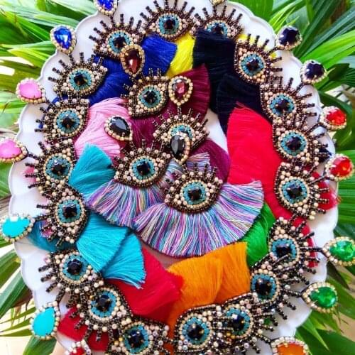 Dvacaman Long Tassel Fringes Drop Earrings Eyes Crystal Women Hanging Earrings Party Statement Jewelry Christmas Wholesale AK68