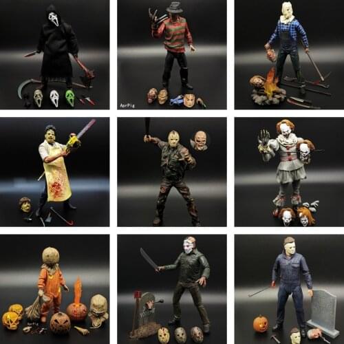 18cm Action Figure 13th Part 3 Jason Leatherface Chainsaw Michael Myers IT Pennywise Joker PVC Model Doll