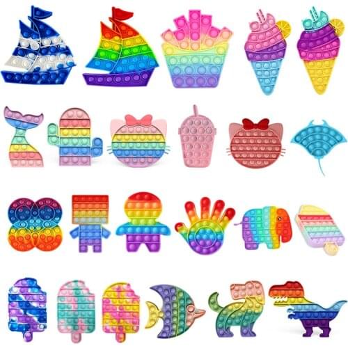 Push Bubble Fidget Sensory Toy Cat Shaped Autism Game Board Stress Reliever Education Interactive Toy Adult Kids Antistress Toys