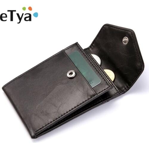 ETya Men Leather Brand Wallet Fashion Vintage Short Thin Male Purses Casual Money Bag High Quality Credit Card Holder Wallets