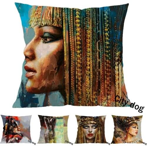 Ancient Egypt Civilization painting Photographs Figure art linen square pillow case Cushion cover sofa Pillowcase Cushions cover