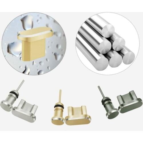 Metal Charging Port Anti Dust Plug + Earphone Port Dust Plug Replacement for Android Mobile Phone 3.5mm Headset Stopper
