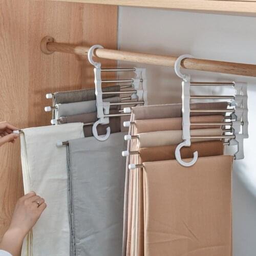 Multi-function Pants Hanger Portable Stainless Steel Pants Racks Trousers Hanger Clothing Storage Organization