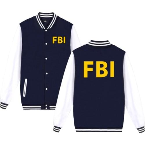 LUCKYFRIDAYF FBI print fashion Baseball Jacket men women Sweatshirts coats tops casual long sleeve hoodies Jackets plus size 4XL