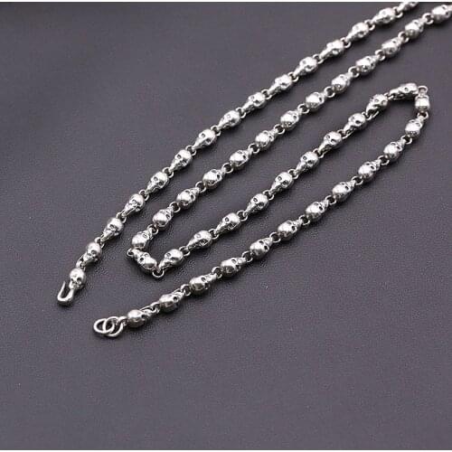 Fashion S925 Sterling Silver Jewelry Retro Thai Silver Unisex Vintage Style Skull Necklace Male And Female