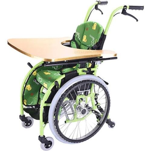 Cartoon Folded Aluminum Alloy Multi-purpose Child Manual Wheelchair for Cerebral Palsy Kids Rehabilitation Tool Bearing 100kg