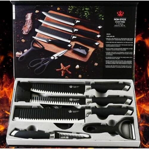 Chef knives 7 Set Professional Japanese Kitchen knives High Carban stainless steel Meat Cleaver Fruit Nakiri Chef Knife Gift Box