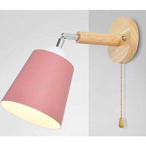Wall Lamps with Switch Bedside Wall Light Modern Wall Sconce Nordic for Bedroom Macaroon 6 Color Steering Head E27 85-265V