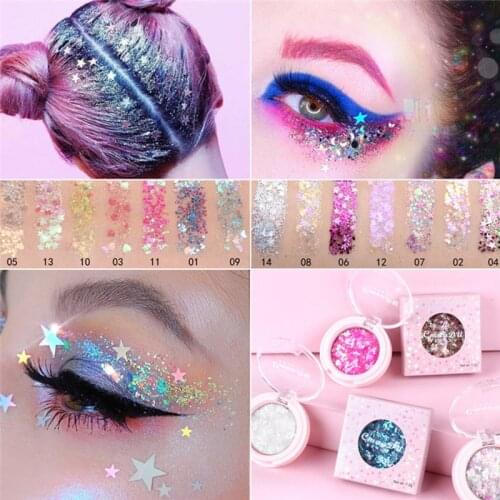 14 Colors Diamond Glitter Eye Shadow Palette Waterproof Sequins Shimmer Eye Makeup Long-lasting Cosmetics