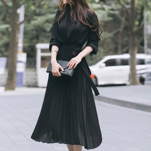 Elegant New Autumn Dress Ladies Long Sleeve V Neck Office Worker A Line Skirt Professional Women Dresses Plus Size Commuting