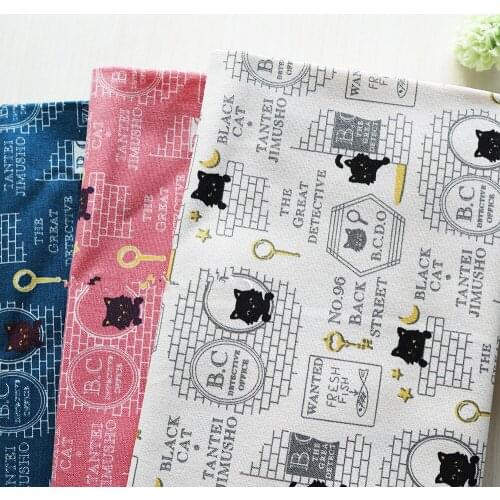Half yard thicken cotton fabric Japanese cat print, handmade DIY mouth gold package bag table cloth 100% cotton CR-348