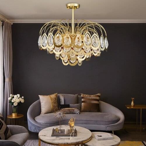 Postmodern Luxury Gold LED Chandelier Creativity Crystal Living Room Hanging Lamp Lobby Restaurant Decoration Large Chandeliers
