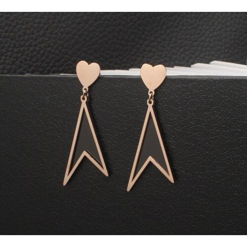 Newest Fashion Stainless Steel Jewelry Simple Drop Rose Gold Color Earrings Joker Personality For Woman And Girl EEDZBYBA