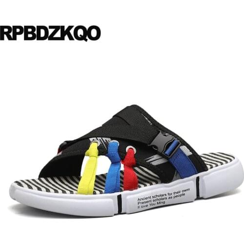 Flat fashion slides mens sandals 2019 summer outdoor shoes designer casual mesh black white beach slippers slip on breathable