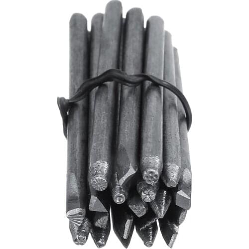 20pcs 4mm DIY Stamp Punch Work Punches Assorted Stamp Punch Jewelry Flower Steel Metal Stamping Leather Carving Staming Tools