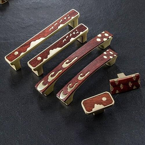 Modern Wood Pattern Door Handles Furniture Hardware Wardrobe Cupboard Handle Drawer Pulls Kitchen Cabinet Knobs and Handles