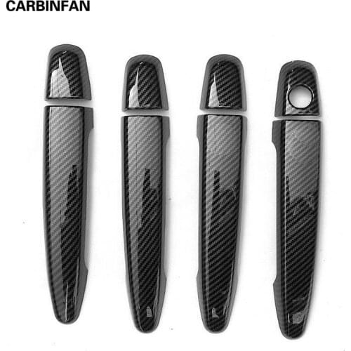 Carbon Fiber Style Outer Door Handle Decoration Cover Trim Door Bowl Stickers For Toyota Highlander 2009-2014 C1883