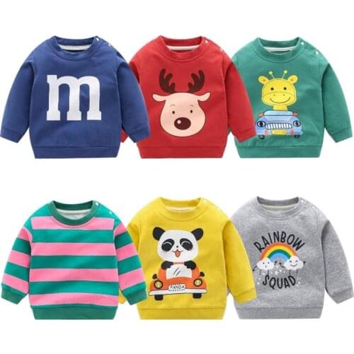 Autumn New Cute Toddler Girl Clothes Fashion Boys Sweatshirt Cartoon Animals Pattern Long Sleeve O Neck Cotton Baby Warm Outfits