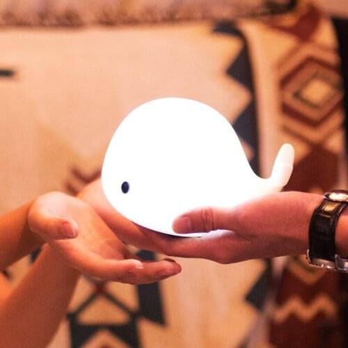 USB Rechargeable Whale Cartoon Night Light Kids Bed Table Sleeping Desk lamps Baby Room With Toy Gifts for Christmas