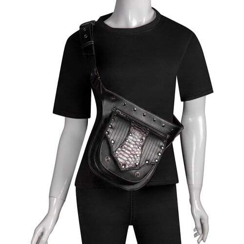 Vintage Leather Waist Bag Alligator Fanny Pack for Women Waist Pack Luxury Belt Bag Designer/Black Fanny Pack Bags Moto Biker