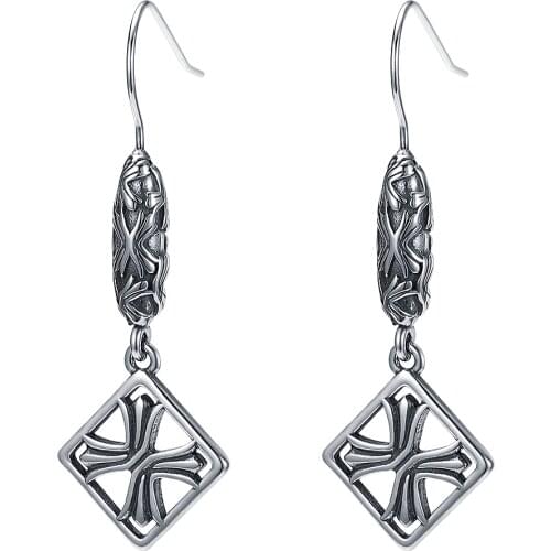 ZS Fashion Punk Rock Drangle Earrings 1Pair Stainless Steel Drop Earrings Retro Style Chain Pendant Earrings Rings And Studs