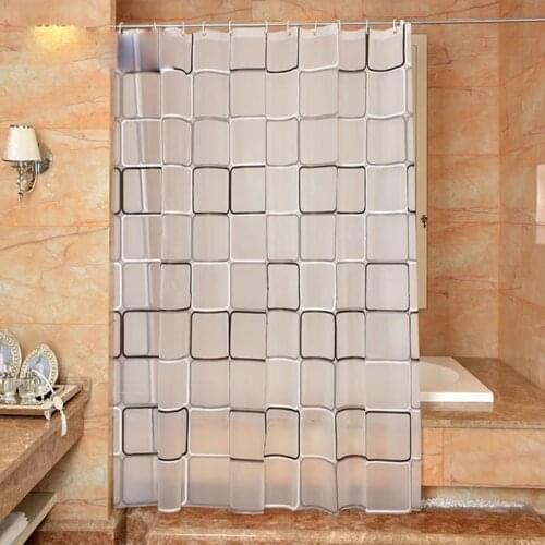 The bathroom shower curtain checkered PEVA Environmental toilet door curtain Shower curtains Waterproof and mould thickening5