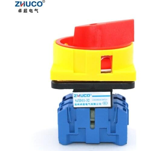 ZHUCO SZD11-32/300010 32A 3 Poles OFF ON 2 Position Isolator Load break Disconnect Switch With Padlock Panel Changeover Switch