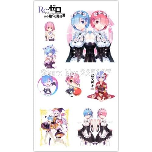 100 pcs/lot Anime Re:Life in a different world from zero Tattoo Stickers Tattoos Paper For Kids Body Arm Anime Sticker