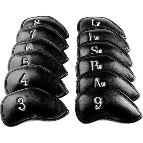 12PCS/Set Exquisite PU Golf Club Iron Head Covers Protector Golf Head cover Sets Iron Club Head Cover Accessories