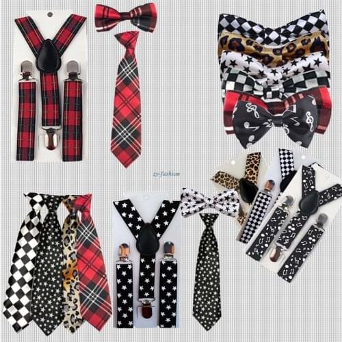 3pcs Suspenders Boys Girls Adjustable Bow Tie Set Y Back Polka Kids Bowties Children Necktie Toddler Braces Elastic