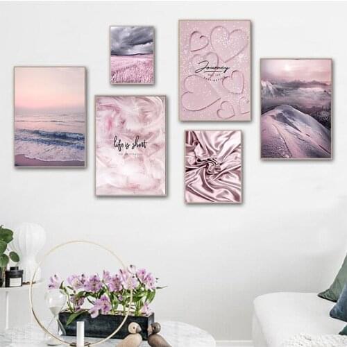 Diamond Painting Pink Purple Landscape Diamond Embroidery Beach Snow Mountain Feather Life Beautiful Wall Art DecorationZP-4341