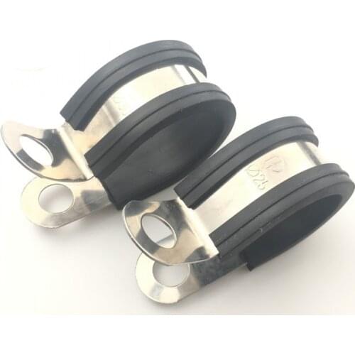 Free shipping 2pcs/lot 304 Stainless Steel Rubber Lined P Clips Cable Mounting Hose Pipe Clamp Mikalor