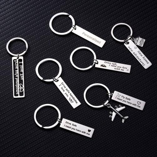 Custom Engraved Keychain For Car Logo Name Stainless Steel Personalized Gift Customized Anti-lost Keyring Key Chain Ring P009