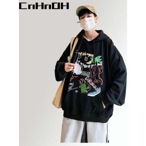 CnHnOH Streetwear Hoodies Mens Hooded Japanese Vintage Tops Autumn Japanese All-Match Loose Long Sleeve Jacket SK-Y603