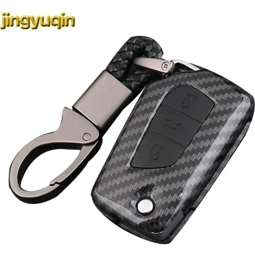 Jingyuqin Flip Remote Car Key Carbon Fiber Case For Toyota Auris Corolla Avensis Verso Yaris Aygo Scion TC IM 2015 2016 3B