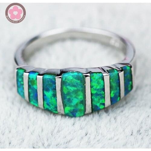 JZ0096 Green Opal Cock Rings for Women Fashion Jewelry Evening Party Jewelry Christmas Gift
