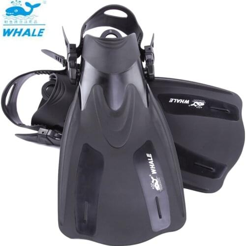 WHALE Diving Swimming Fins Adjustable Adult Short Scuba Snorkeling Shoes Swim Fins Foot Flipper Diving Flippers with Heel