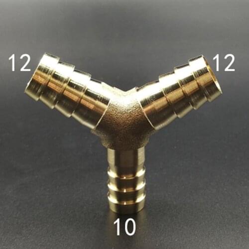 Brass Hose Barb Reducer Fitting Y Shaped 3 Way Splitter 12-12-10mm Water Gas