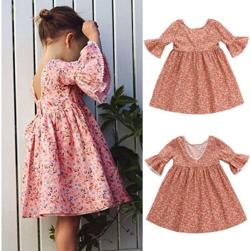 Citgeett Summer Kids Girls Child Princess Party Flare Sleeve Pageant Dress Floral Fashion Outfits SS