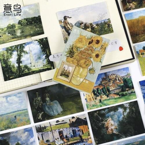 Mengtai 30pcs Retro Oil painting landscape Decorative box Stickers Scrapbooking diy Label Diary Stationery Album Journal Planner