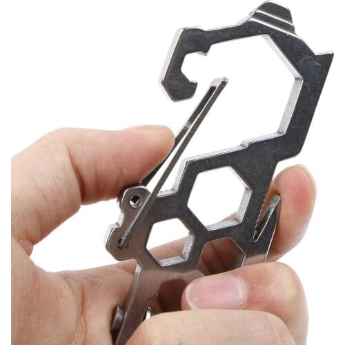 Outdoor Stainless Steel Carabiner Opener Rope Hang Pulley Buckle Hexagon Wrench Para-biner Pulley System Multifunction Edc Tools