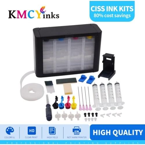 KMCYinks 4 Color Universal CISS Ink Tank for Canon DIY CISS for HP Ink System Kit with Drill Suction Refill Tool Accessories