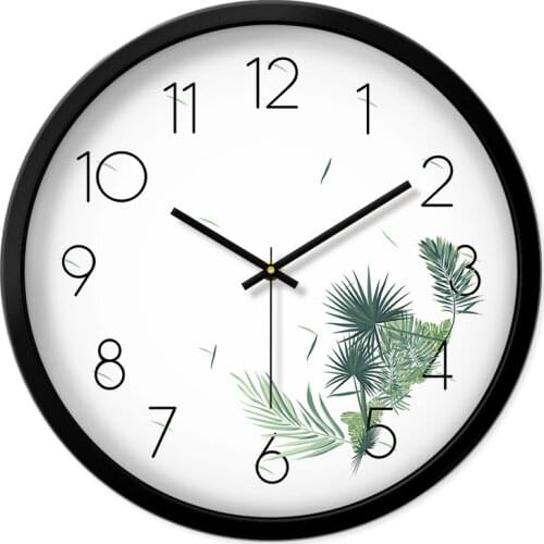 Plant green leaves living room clocks simple modern atmosphere ins wall clock