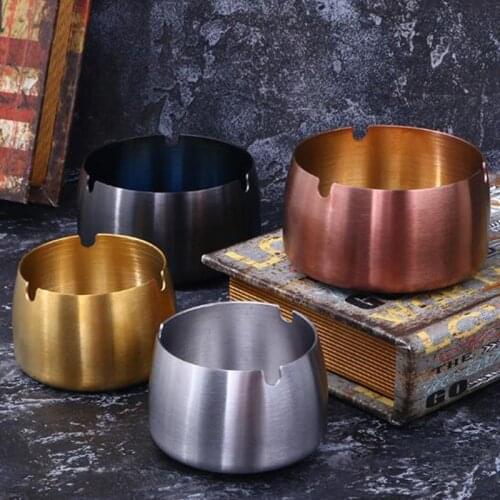 Stainless Steel Ash Tray Creative Fashion Ashtray Windproof and Fallproof KTV Resturant Smoking Holder Household Product Supply